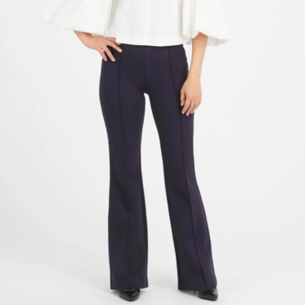 Spanx The Perfect Pant Flare Pull On Ponte High Rise Navy Size Large Petite